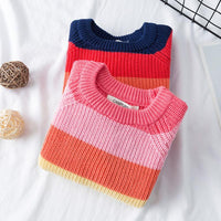 Toddler Kids Rainbow Striped Sweater Knit - PrettyKid