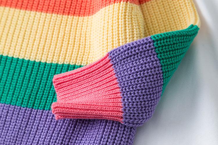 Toddler Kids Rainbow Striped Sweater Knit - PrettyKid