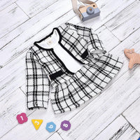 Toddler Kids Girls' Plaid Coat + Dress Long Sleeve Suit - PrettyKid