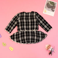 Toddler Kids Girls' Plaid Coat + Dress Long Sleeve Suit - PrettyKid