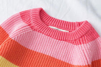 Toddler Kids Rainbow Striped Sweater Knit - PrettyKid