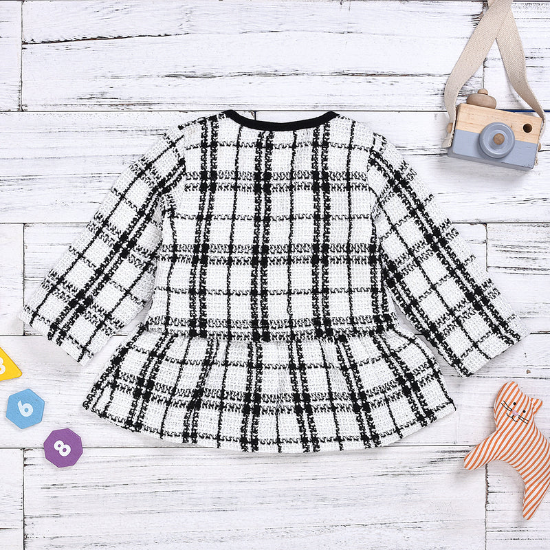 Toddler Kids Girls' Plaid Coat + Dress Long Sleeve Suit - PrettyKid