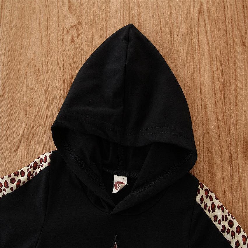 Children's Long Sleeve Leopard Star Hoodie Set - PrettyKid