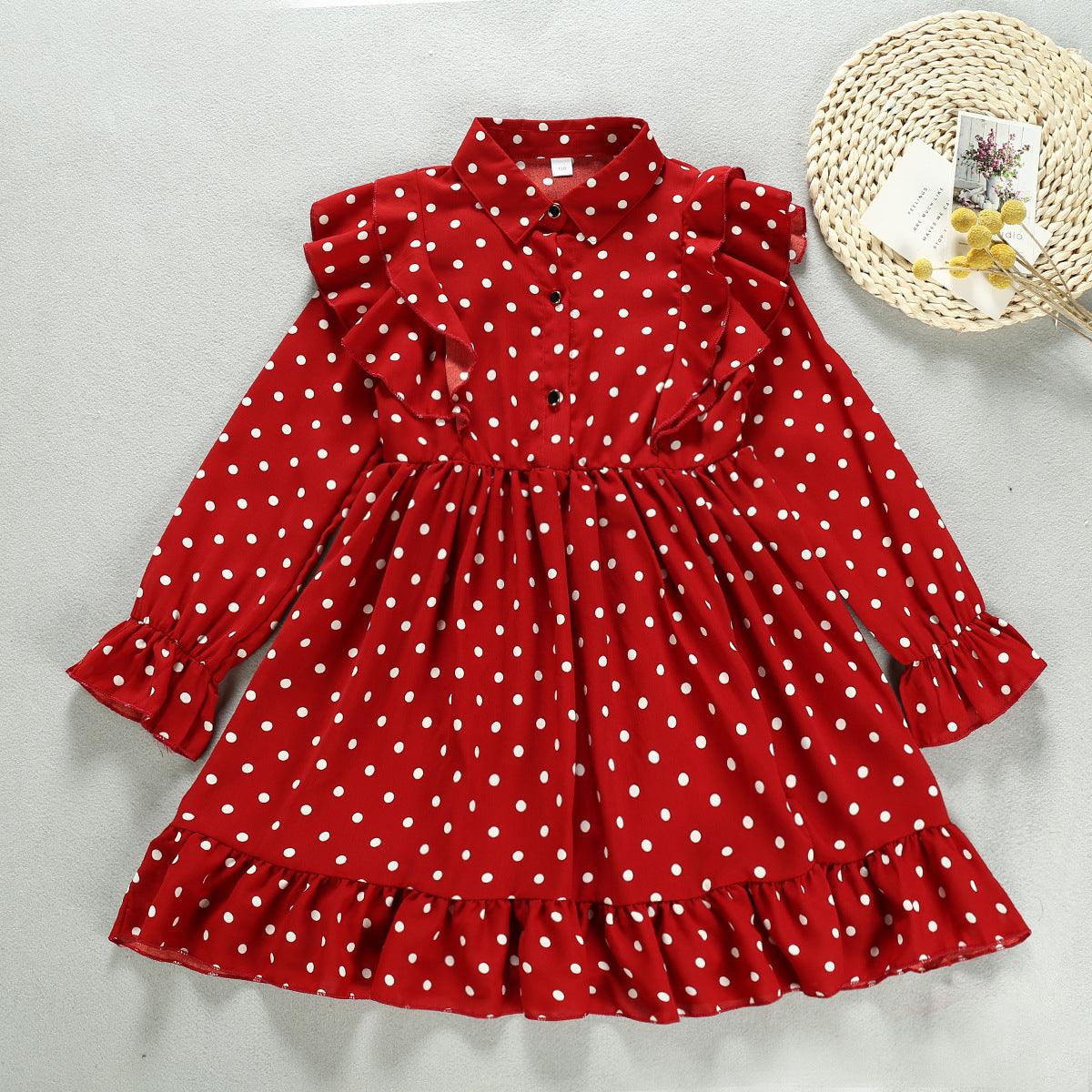 Toddler Children Girl's Ruffled Polka Dot Dress - PrettyKid