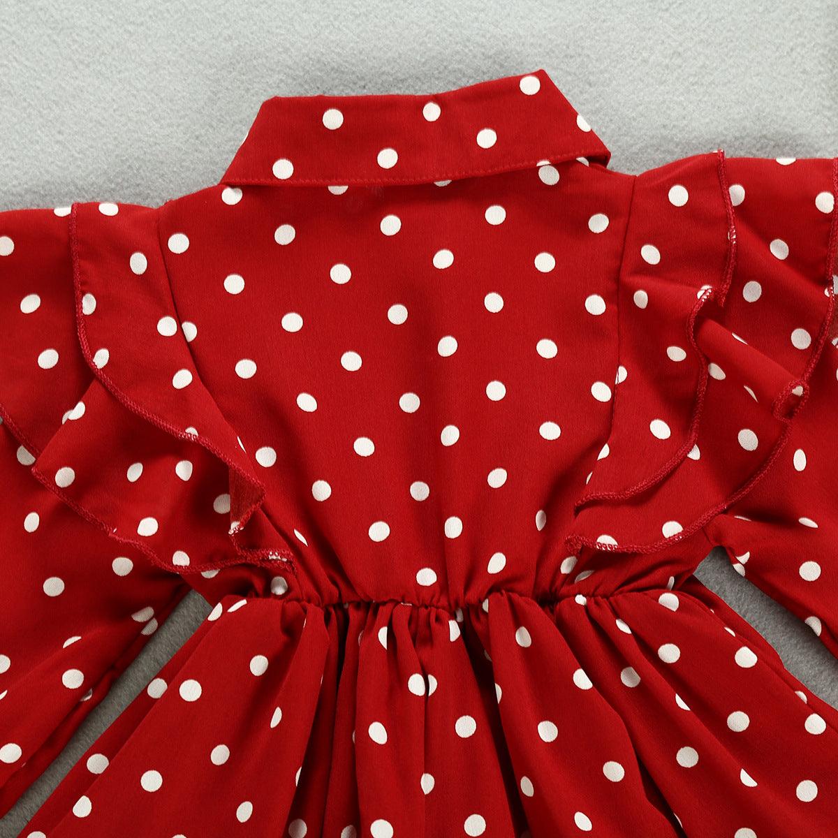 Toddler Children Girl's Ruffled Polka Dot Dress - PrettyKid