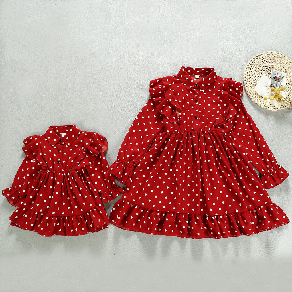Toddler Children Girl's Ruffled Polka Dot Dress - PrettyKid