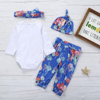 Baby Boys Girls Long Sleeved Jumpsuit Long Pants Hair Band Hat 4PCs - PrettyKid