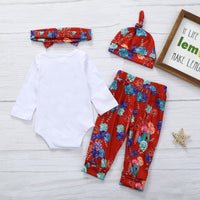 Baby Boys Girls Long Sleeved Jumpsuit Long Pants Hair Band Hat 4PCs - PrettyKid