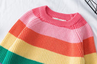 Toddler Kids Rainbow Striped Sweater Knit - PrettyKid