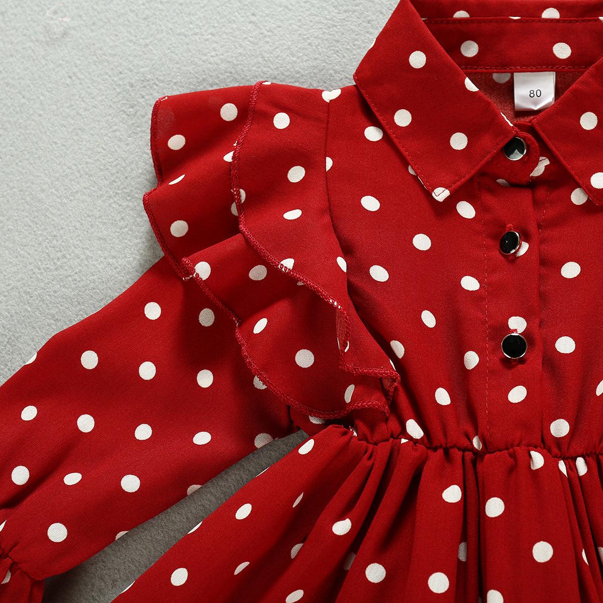 Toddler Children Girl's Ruffled Polka Dot Dress - PrettyKid