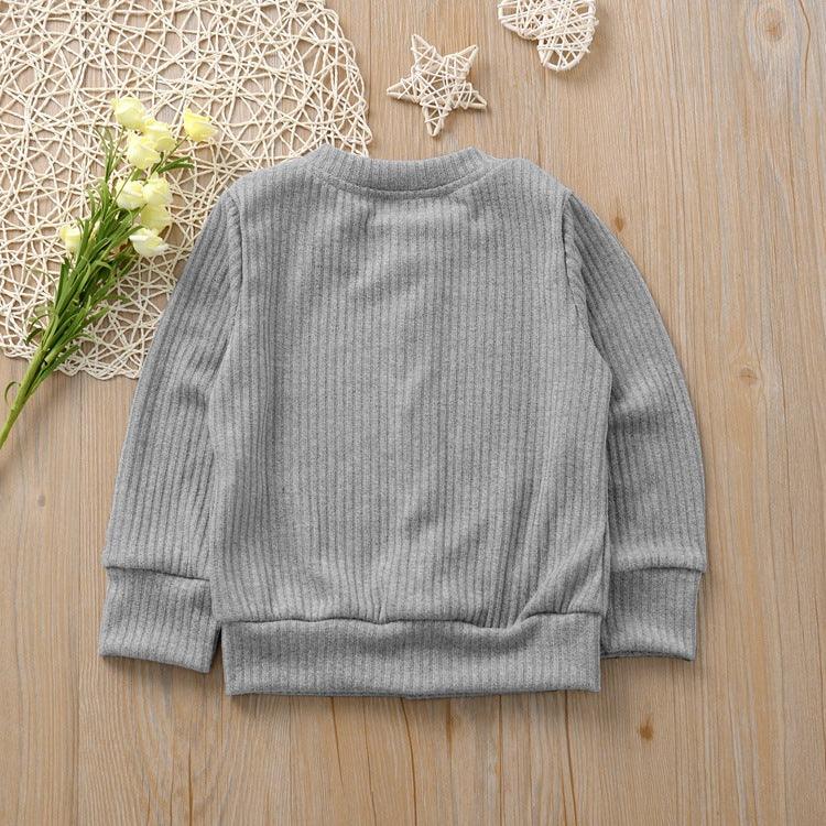 Children Solid Color Button Knitted Sweater Cardigan Coat - PrettyKid