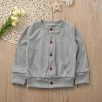 Children Solid Color Button Knitted Sweater Cardigan Coat - PrettyKid