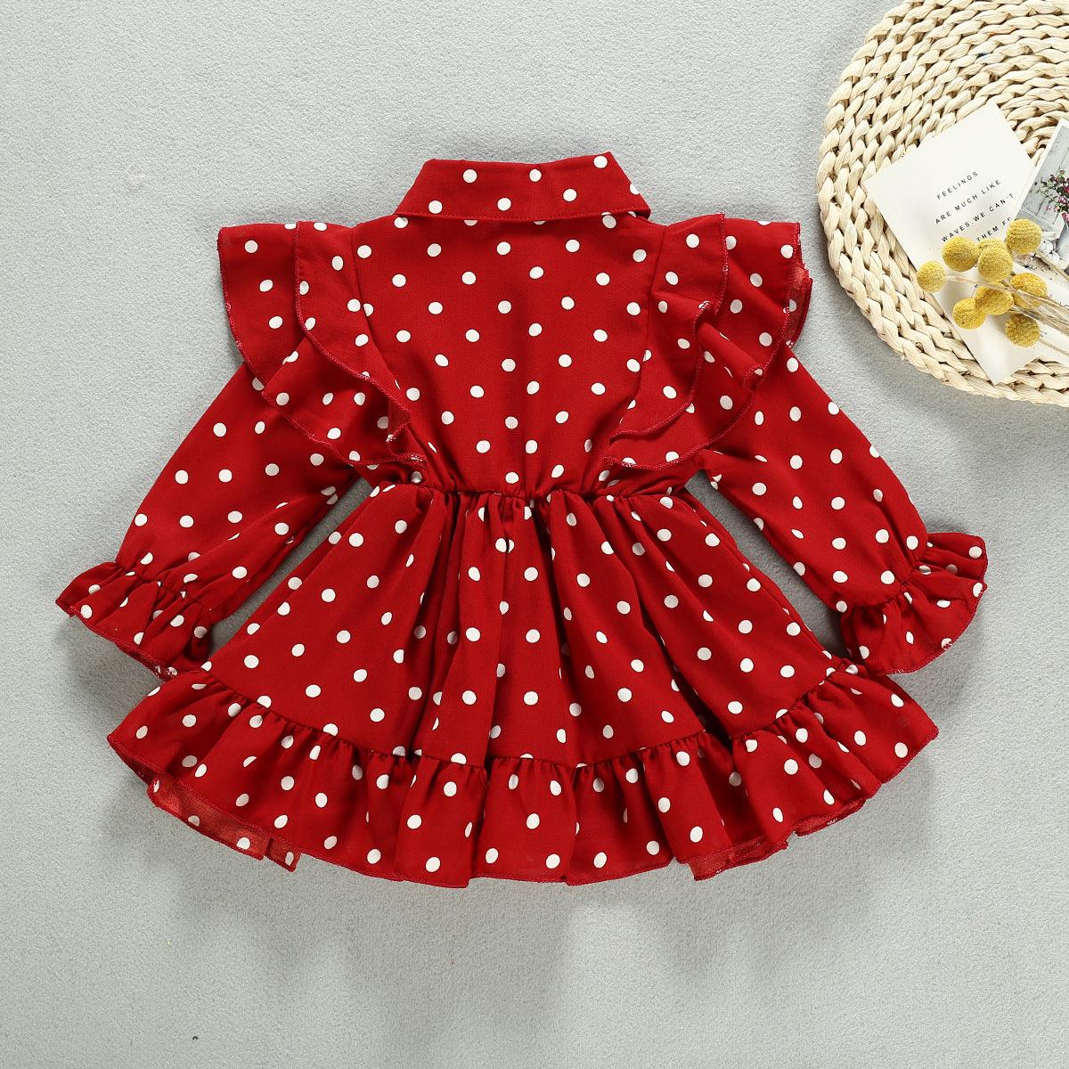 Toddler Children Girl's Ruffled Polka Dot Dress - PrettyKid