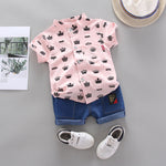 Children's Clothing Individuality Creativity Two-piece Boy's Crown Shirt Short-sleeve Suit