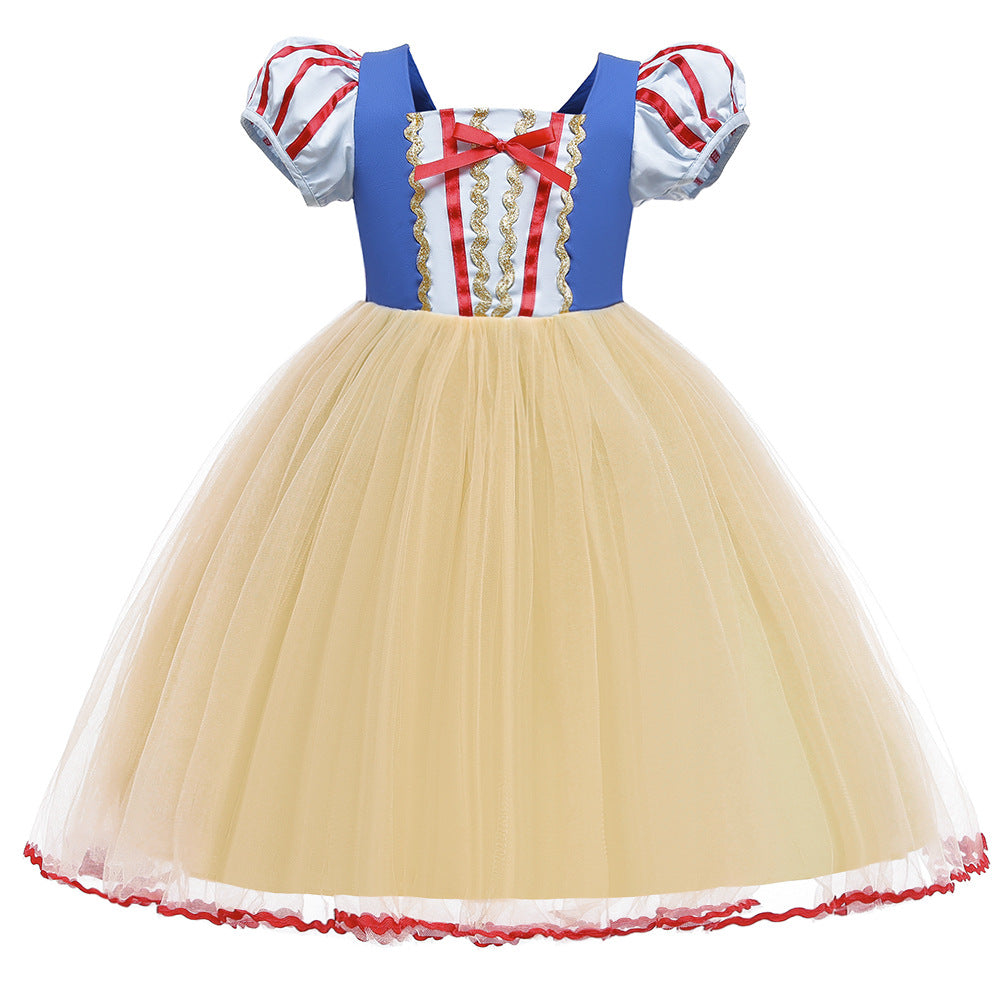 Toddler Girls Snow White Short Sleeved Skirt Halloween Costume - PrettyKid