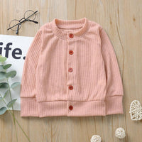 Children Solid Color Button Knitted Sweater Cardigan Coat - PrettyKid