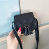 Girls Solid Mini Tassel Decorative Messenger Bag - PrettyKid