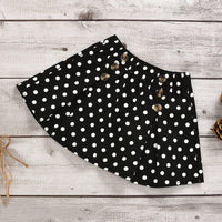 Stylish Girls Striped V-Neck Flared Sleeve Top And Polka Dot Skirt - PrettyKid