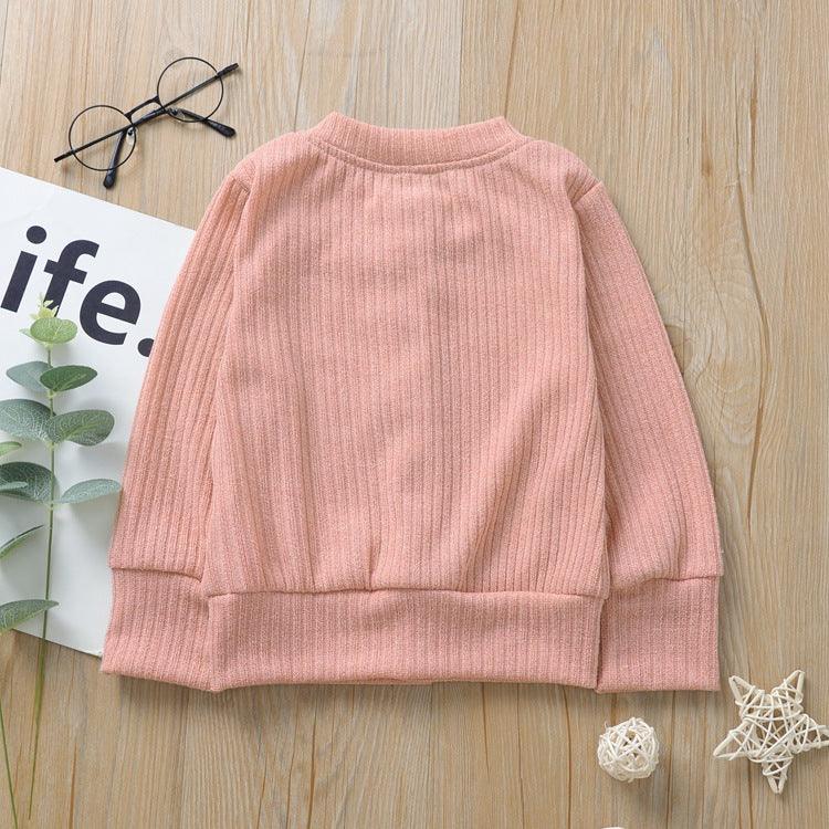 Children Solid Color Button Knitted Sweater Cardigan Coat - PrettyKid