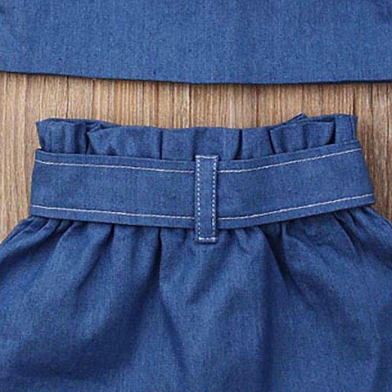 Toddler kids girls' slings denim suit skirts - PrettyKid