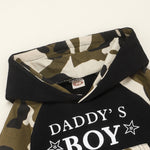 Toddler Kids Boys' Camouflage Daddy's Boy' Letter Print Hooded Long Sleeved Suit - PrettyKid