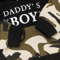 Toddler Kids Boys' Camouflage Daddy's Boy' Letter Print Hooded Long Sleeved Suit - PrettyKid