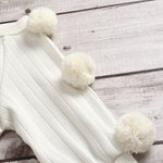 Toddler Kids Girls' Cotton Knitted Wool Ball Tops Broken Denim Pants Set - PrettyKid