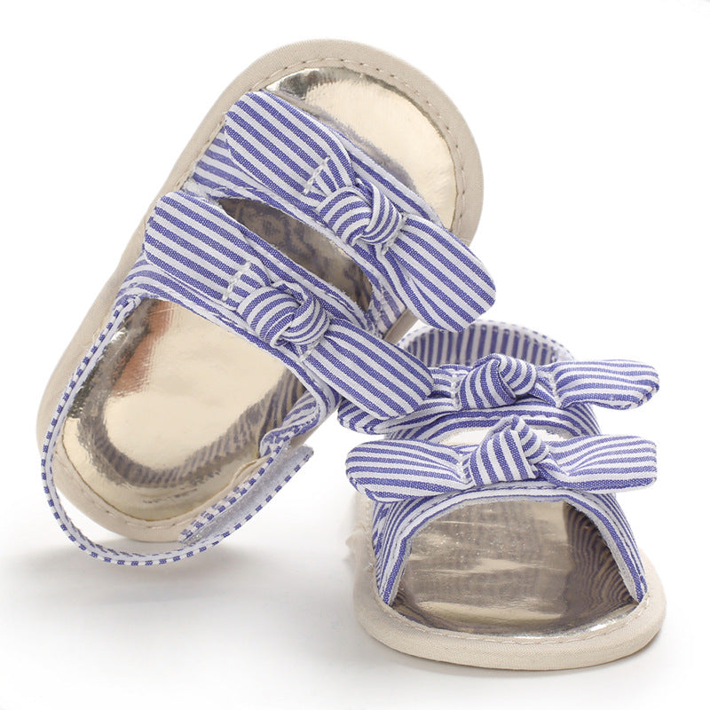 0-1Y Summer Multicolor Striped Printed Bowknot Toddler Sandals - PrettyKid