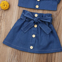 Toddler kids girls' slings denim suit skirts - PrettyKid