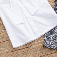 Bow White Shirt Leopard Shorts Set Children's Boutique Wholesale Suppliers - PrettyKid