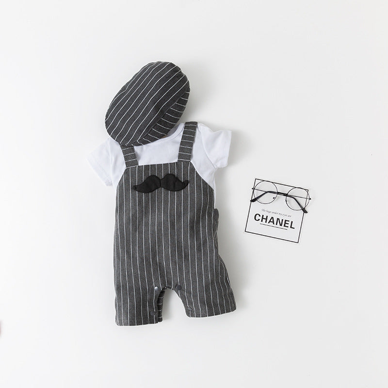 Baby Bodysuits Wholesale Cute Baby Striped Rompers & Hat Two Pieces Set - PrettyKid