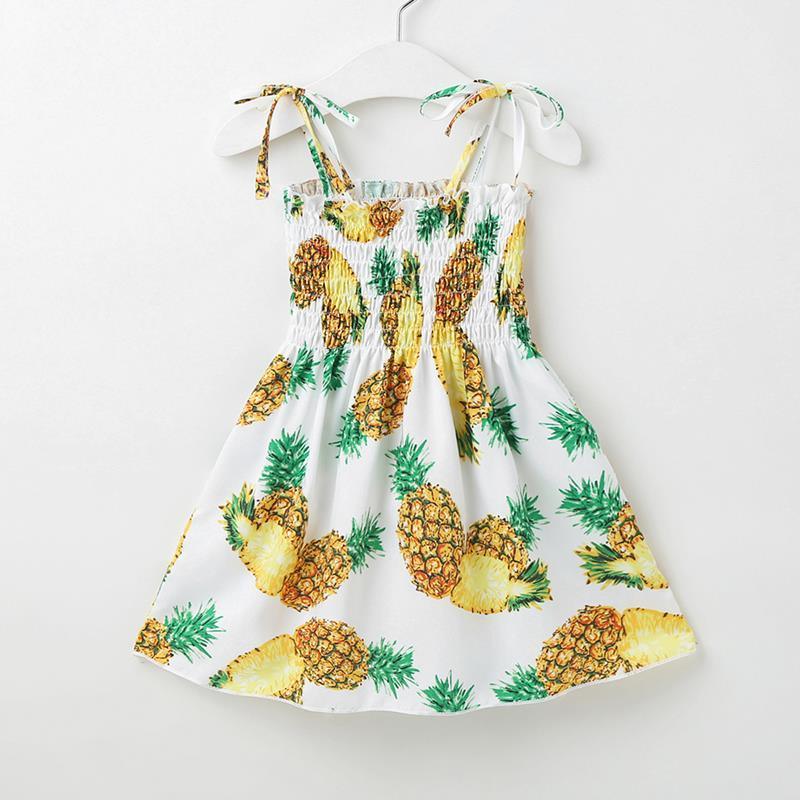 Toddler Girl Pineapple Pattern Summer Cami Dress Wholesale Children's Clothing - PrettyKid