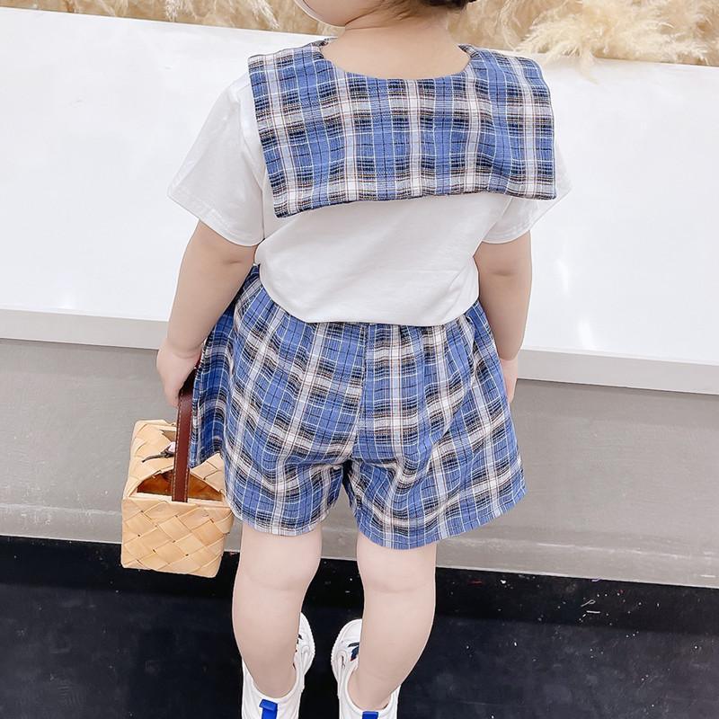 Toddler Girl Bear Pattern Plaid Suit - PrettyKid