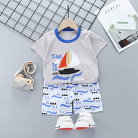 Two Piece Baby Short Tee and Bottoms Cartton Pattern Wholesale Vendors - PrettyKid