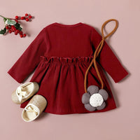 Cotton Solid Long-sleeved Dress - PrettyKid