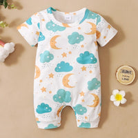 Baby Cartoon Starry Sky Print Romper - PrettyKid