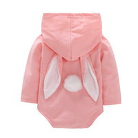 Baby Solid Color Long-sleeved Cute Rabbit Ears Jumpsuit - PrettyKid