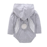 Baby Solid Color Long-sleeved Cute Rabbit Ears Jumpsuit - PrettyKid