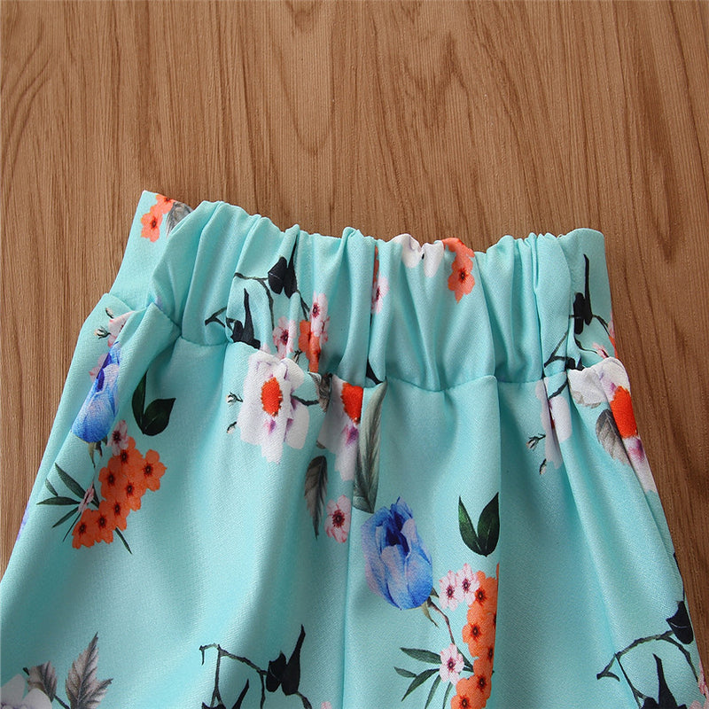 2023 summer children's clothing long-sleeved printed shirt shorts two-piece set - PrettyKid