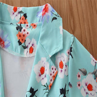 2023 summer children's clothing long-sleeved printed shirt shorts two-piece set - PrettyKid