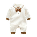 Baby Boys Solid Color Cotton Cute Gentleman Long Sleeved Jumpsuit - PrettyKid