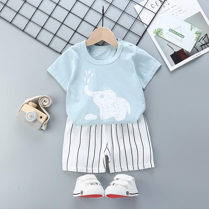 Two Piece Baby Short Tee and Bottoms Cartton Pattern Wholesale Vendors - PrettyKid