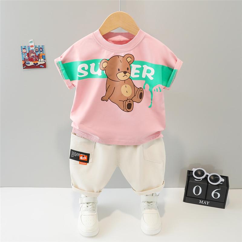 Toddler Boy Bear Letter Printed T-shirt & Letter Shorts Children's Clothing - PrettyKid