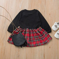 Girls Knitted Plaid Lovely Long Sleeve Dress Christmas Dress - PrettyKid