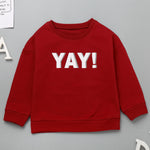 Toddler Kids Solid Letter / Lip Print Crew Neck Long Sleeve Sweater Bottoms - PrettyKid