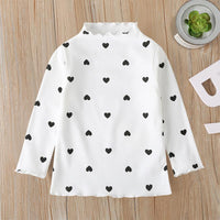 Cute Loving Heart Ruffled-neck T-shirt - PrettyKid