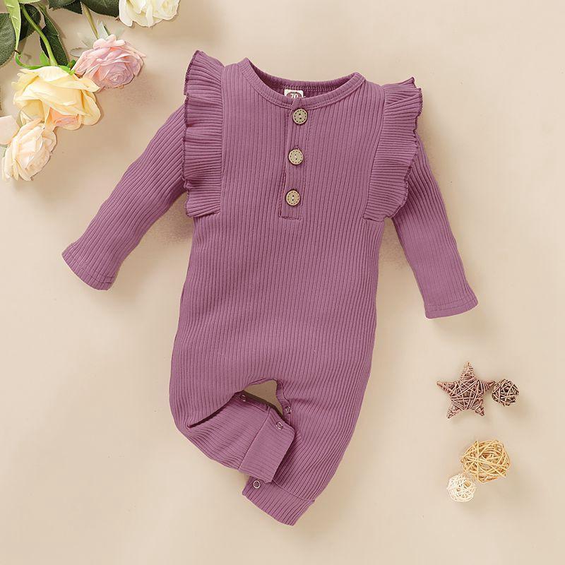 Solid Ruffle Jumpsuit for Baby Girl Wholesale children's clothing - PrettyKid