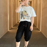 Boy Bear Pattern T-shirt & Capri Pants - PrettyKid