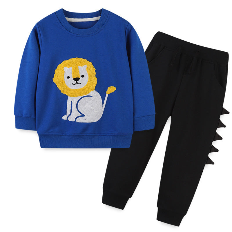6-Pack Lion Print Sweatshirts And Pants Wholesale Boy Clothes Sets - PrettyKid