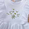 Baby Girl Embroidered Flower Print Ruffle Trim Dress - PrettyKid